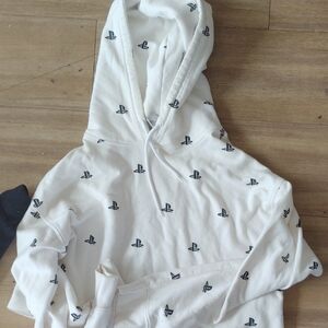 Sony White Hoodie with Black Logo
